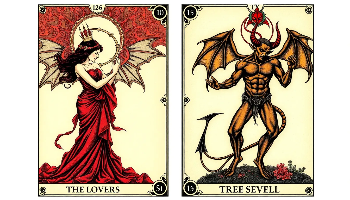 The Lovers and The Devil Tarot Combination
