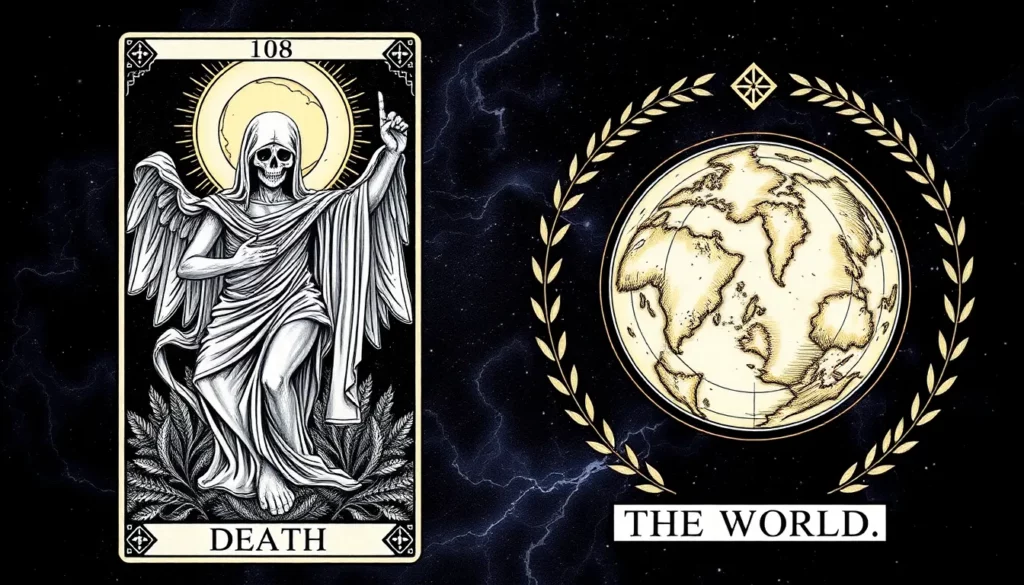 Featured image for Death and The World Tarot Combination — Tarot Combinations